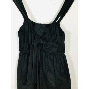 THEORY Black Cotton Bow Front Dress Size large Fully lined empire style
